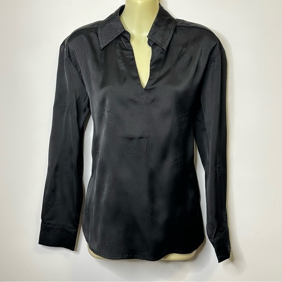 Current Air Black Long Sleeve Blouse with Textured Star Detail - Picture 2 of 9